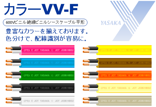 コラム3 様々な色のVVF・エコ電線があるのは何故？ | 弥栄電線株式会社
